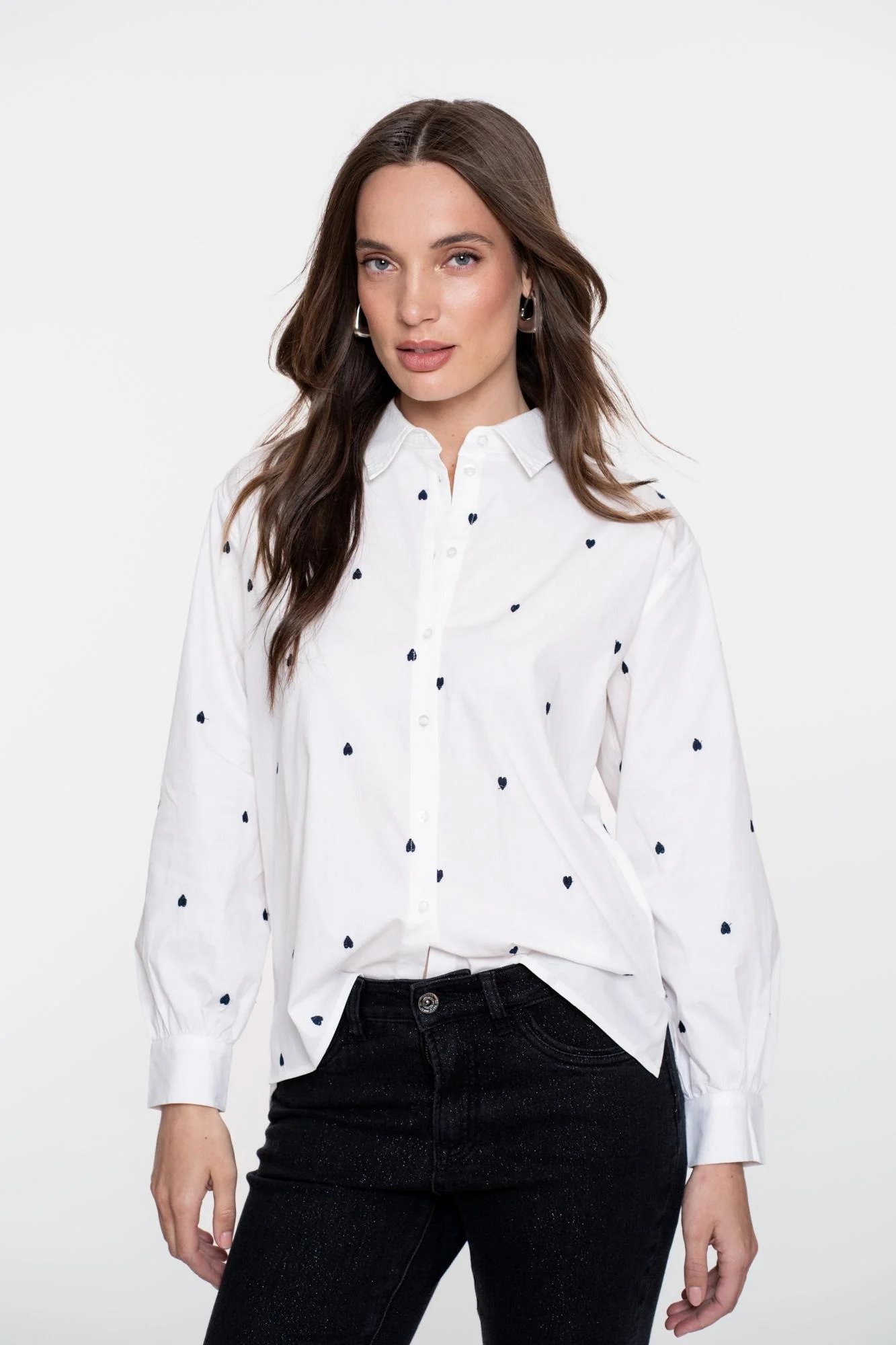 Geisha 53534-14 000 blouse hearts white/black