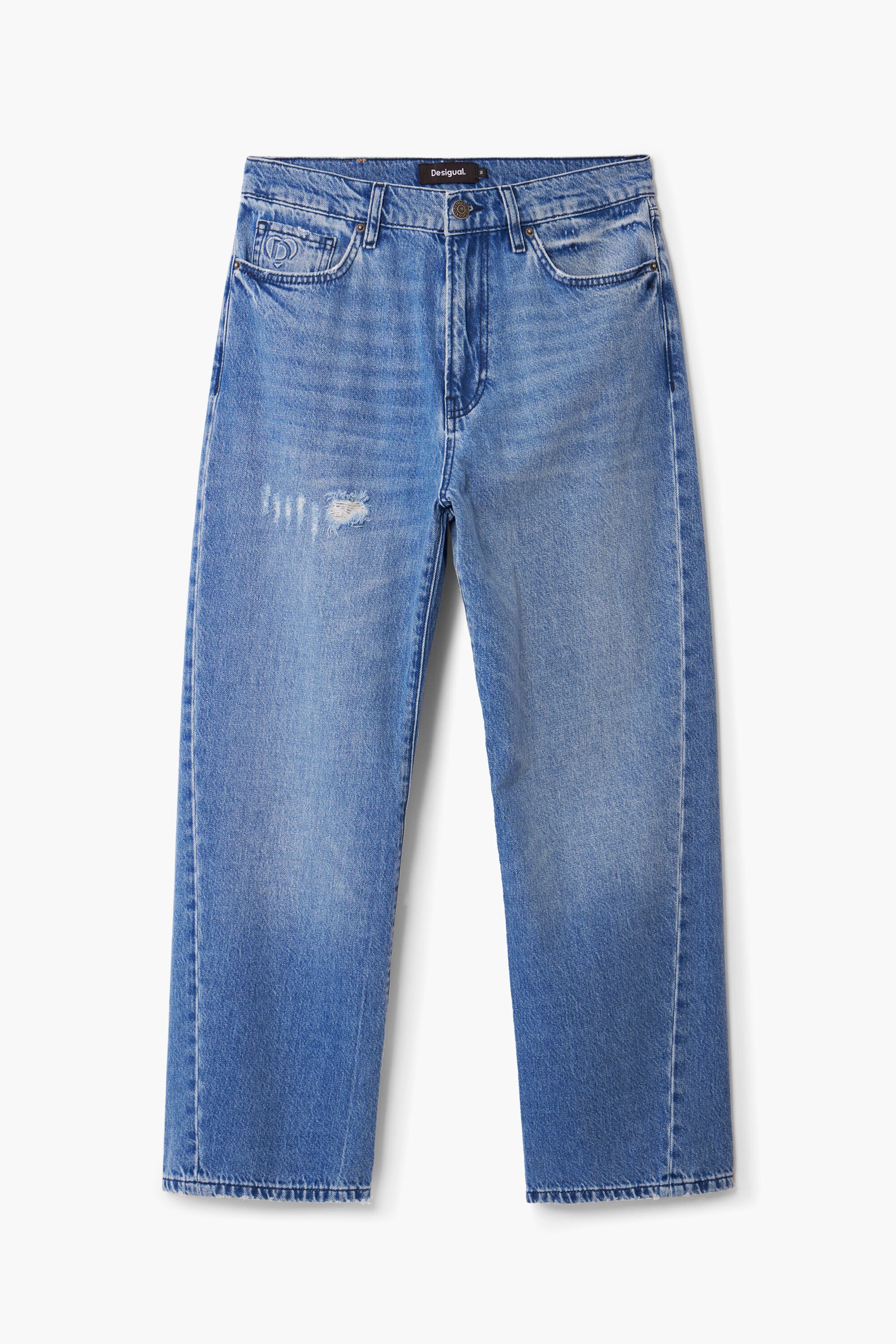 Desigual Jeans met margrietillustratie - BLUE