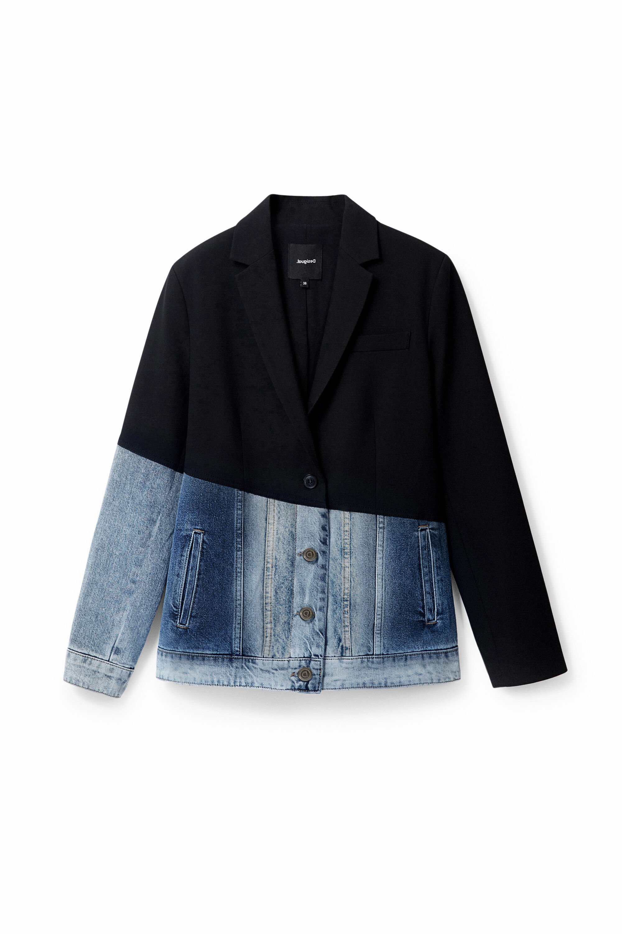 Desigual Slim fit hybride blazer met twee stoffen - BLACK