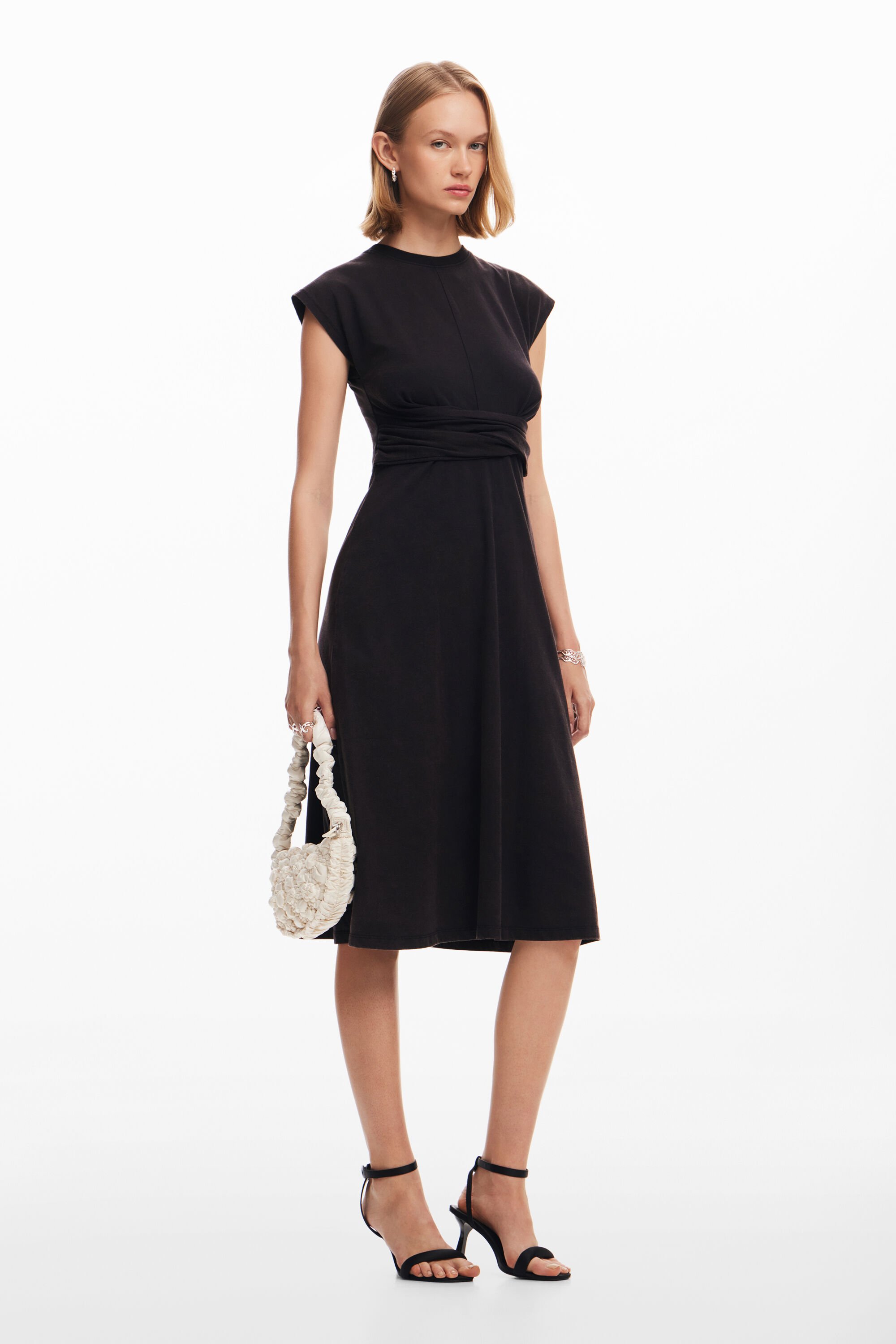 Desigual Midi-jurk met plooien - BLACK