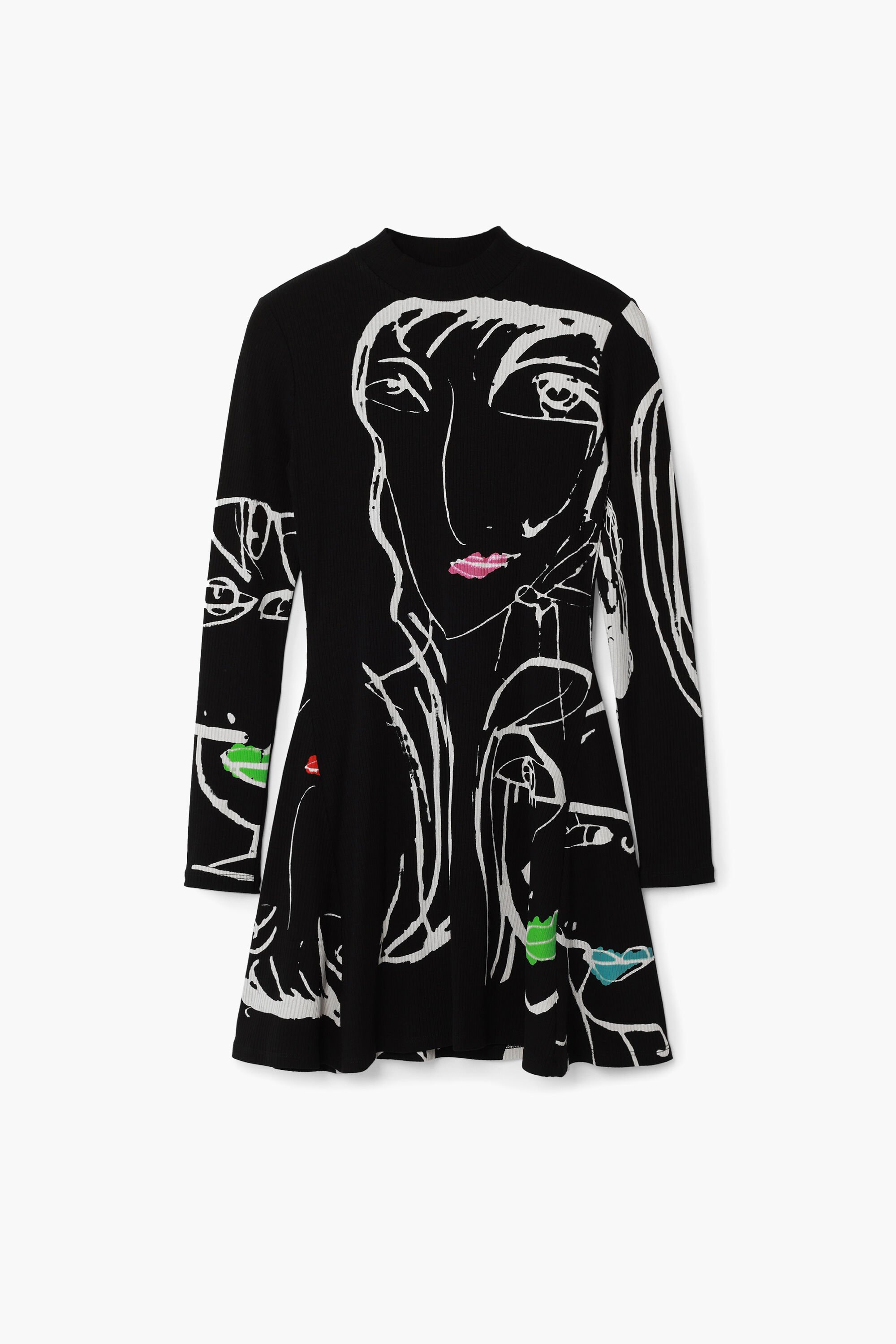 Desigual Jurk met gezichtenprint - BLACK