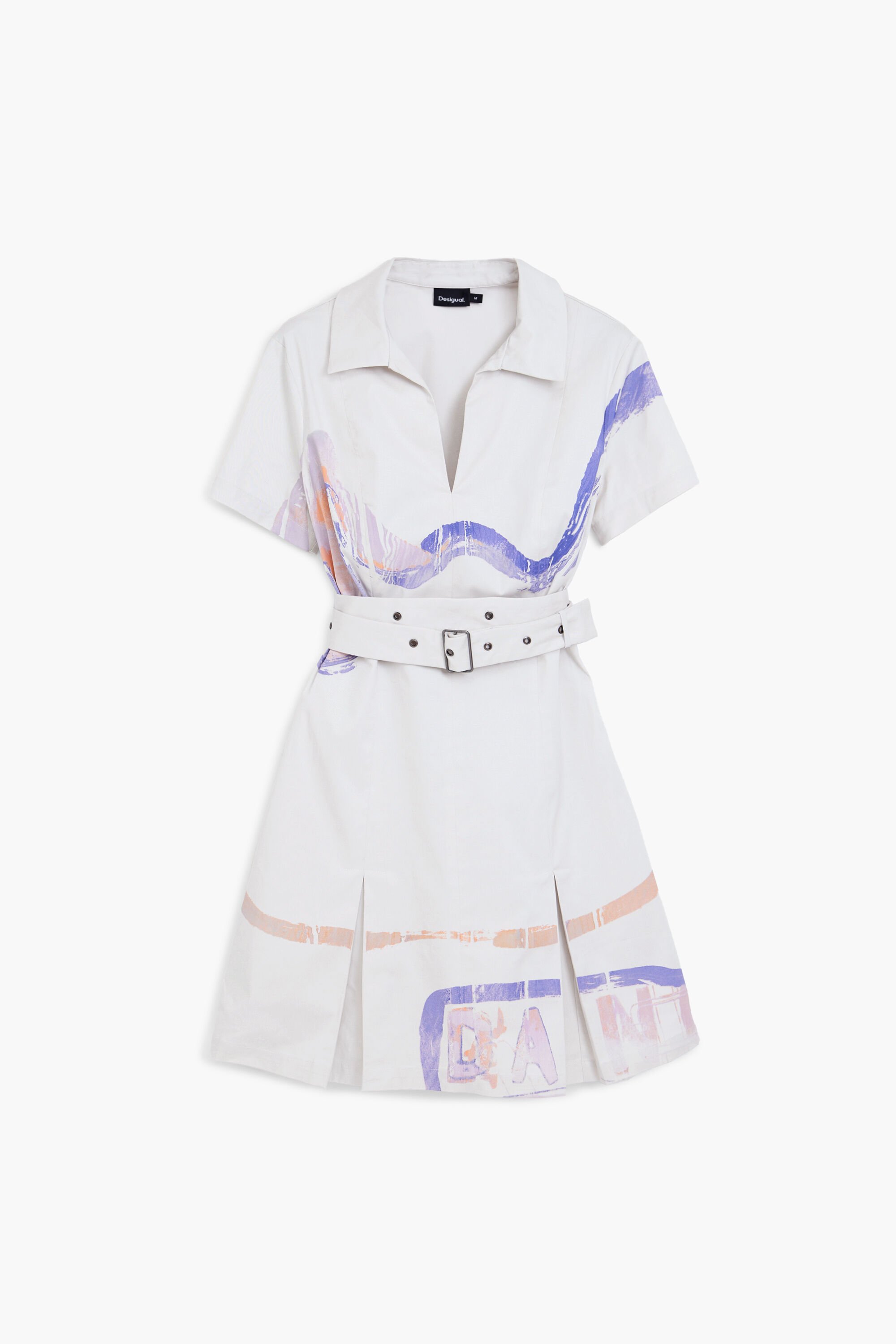 Desigual Korte jurk met riem - WHITE