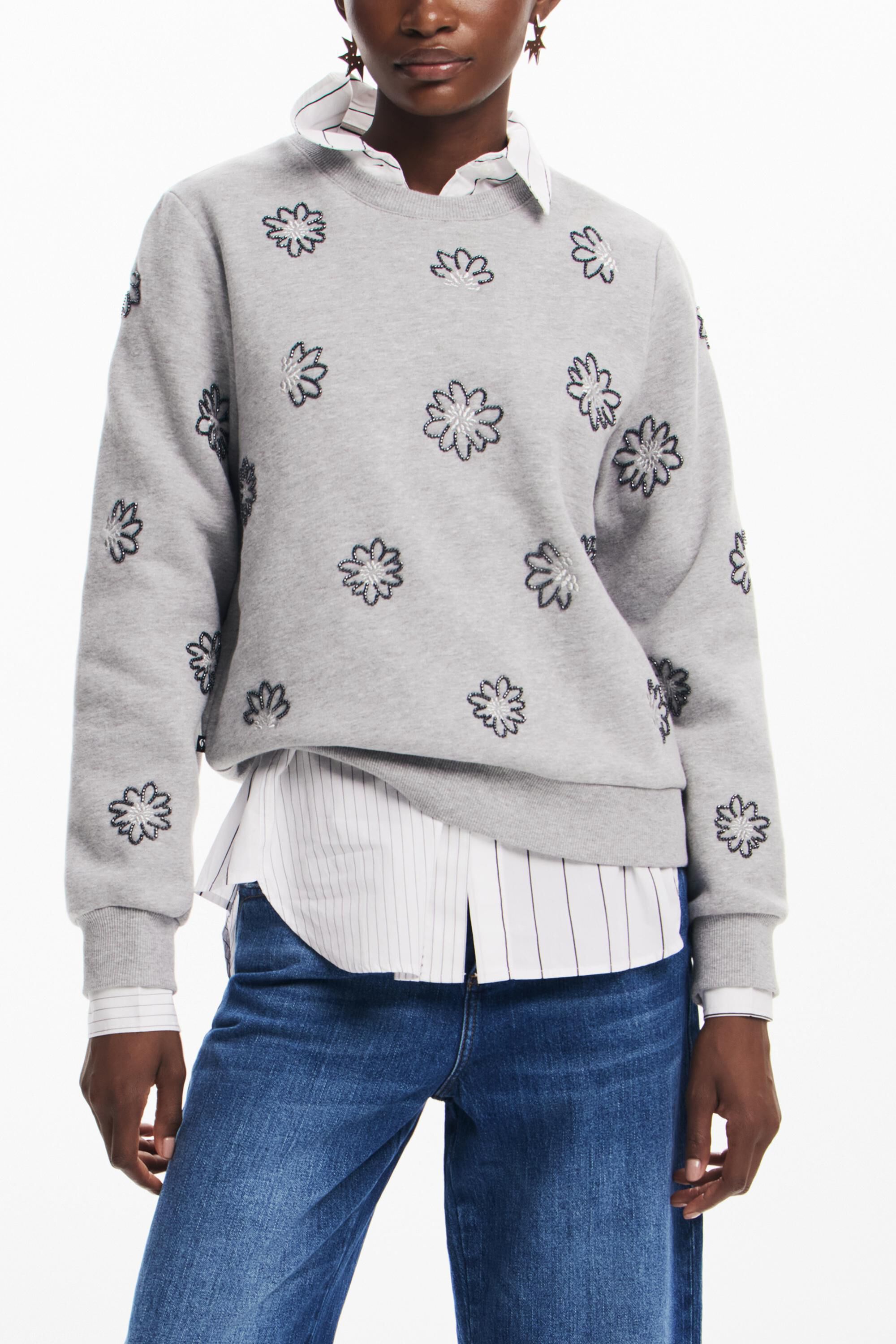 Desigual Juwelenbloemen sweatshirt - BLACK