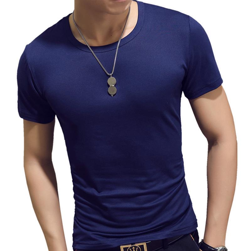 Yalujia Modieus slank heren-T-shirt Zacht en comfortabel ademend katoenen herenoverhemd Fitness en vrije tijd XXXL