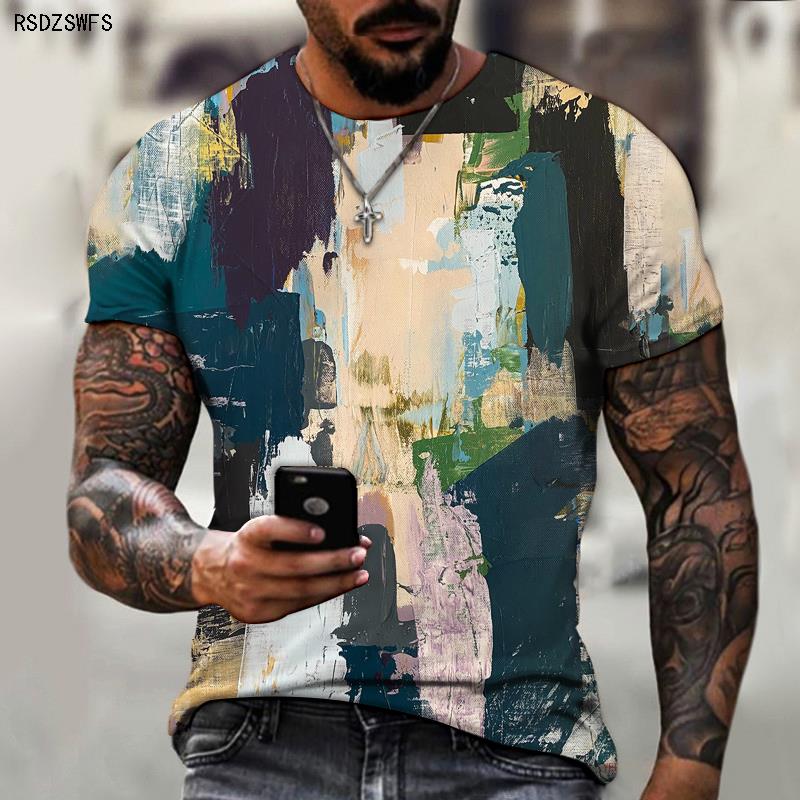 ETST 07 T-shirt heren T-shirt driedimensionaal geometrisch 3D-printen heren zomer korte mouwen nieuwe mode sport basketbal top XL