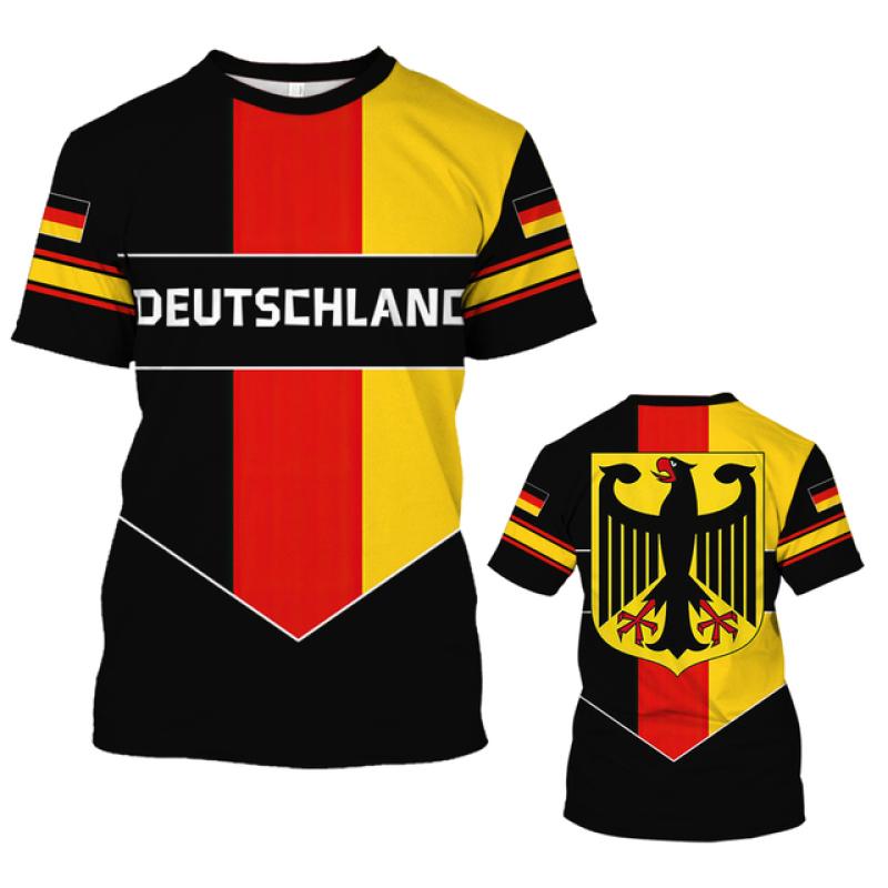 ETST WENDY Duitsland Nationale Vlag Patroon Heren T-shirt Zomer Ademend Materiaal Sneldrogend Tees Mode Ronde Hals Oversized Korte Mouw 4XL