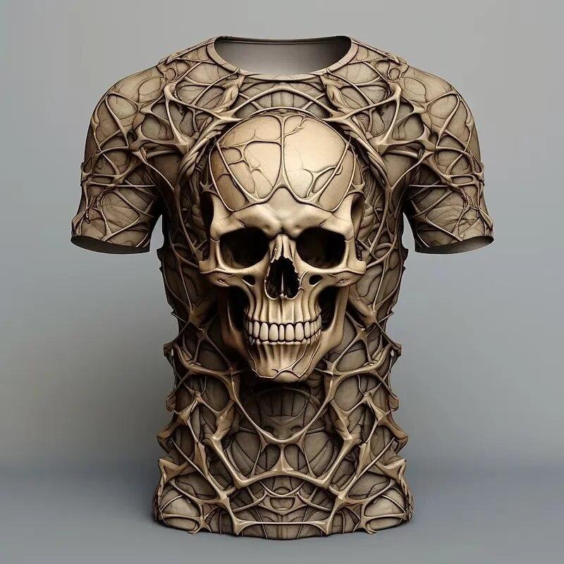 ETST 03 Mode 3D Spider bedrukt T-shirt voor mannen Grappig schedelpatroon Oversized T-shirts Zomer Casual O-hals Korte mouw Trui Tops 4XL