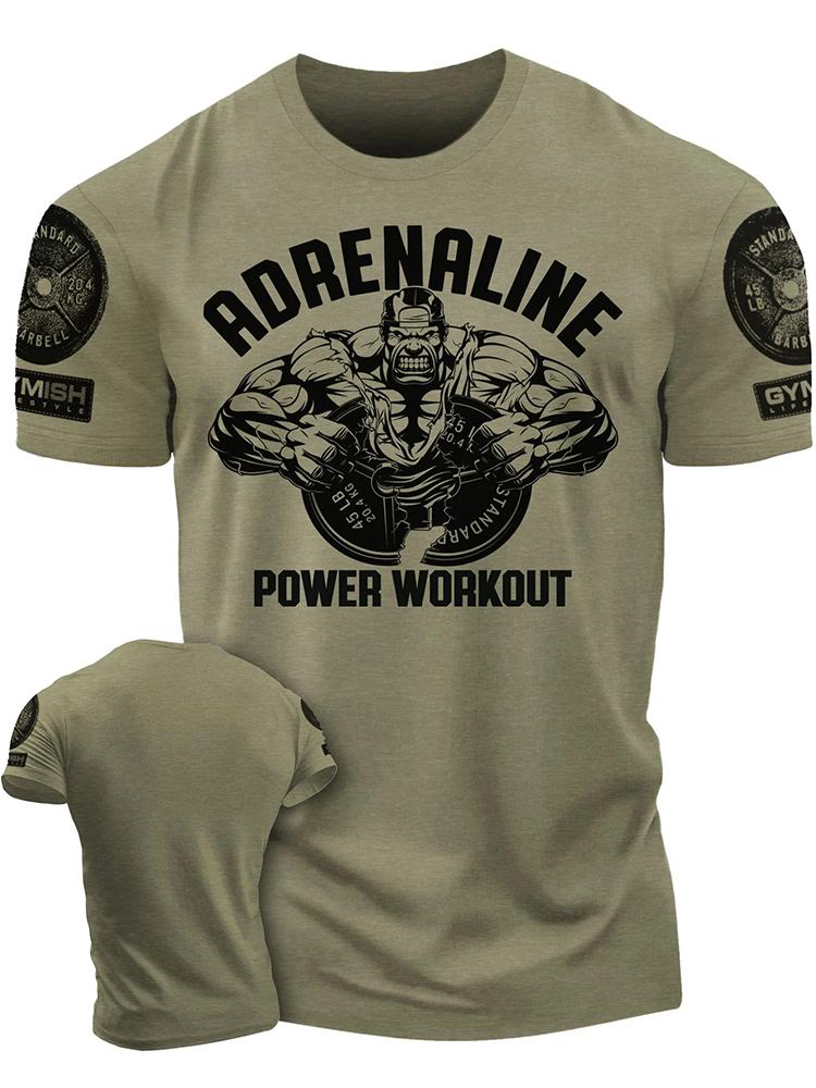 Subilier 3D-printen Adrenaline Power Workout Gym T-shirt Hoge kwaliteit katoen Casual heren korte mouwen top Muscle Man Tough Guy T-shirt XL