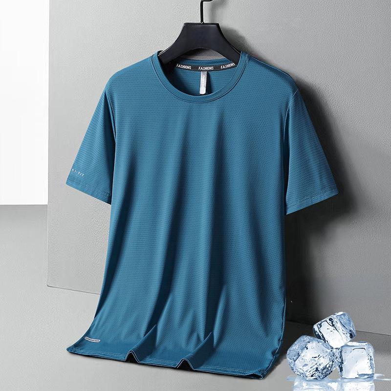 WowClassic 8XL Summer Ice Silk Snel drogend T-shirt met korte mouwen voor heren, plus size, los, ademend, dun, sportfitness-shirt voor heren, top 8XL