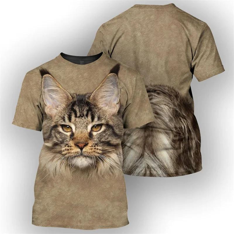 ETST 006 Ginger Cat T-shirt 3D British Shorthair Cat Printing O-Neck Men Tops Summer Short Sleeve Unisex Clothing 3XL