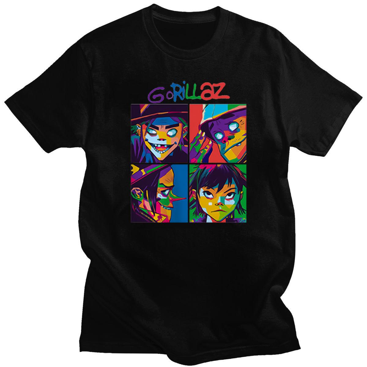 Nice T-Shirts Gorillaz-Camiseta con estampado de gorra de banda musical para hombre, Camisa de algodón puro negro de manga corta, ropa de call 3XL zwart