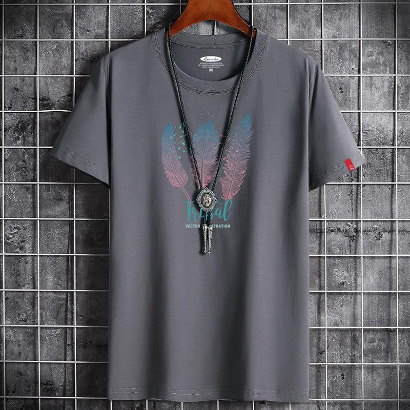QICED Zomer T-shirt met korte mouwen Heren O-hals Trend Ondershirt XXXXXXL donkergrijze kleur