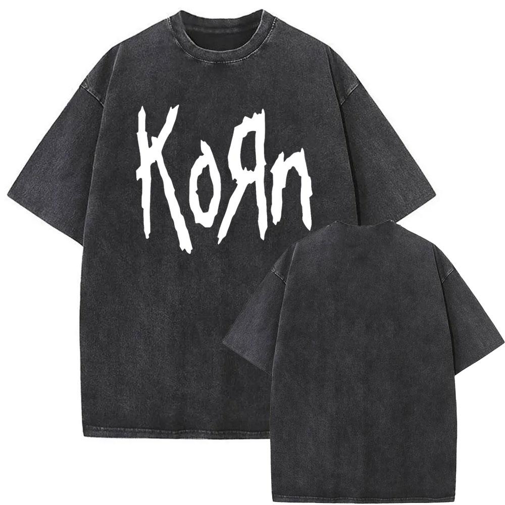 Washed T Shirt top No.1 Gewassen vintage rockband Korn Ftl 25 Follow The Leader T-shirt voor heren Gothic Casual Oversized T-shirts Heren T-shirt Heren Vintage T-shirt 2XL