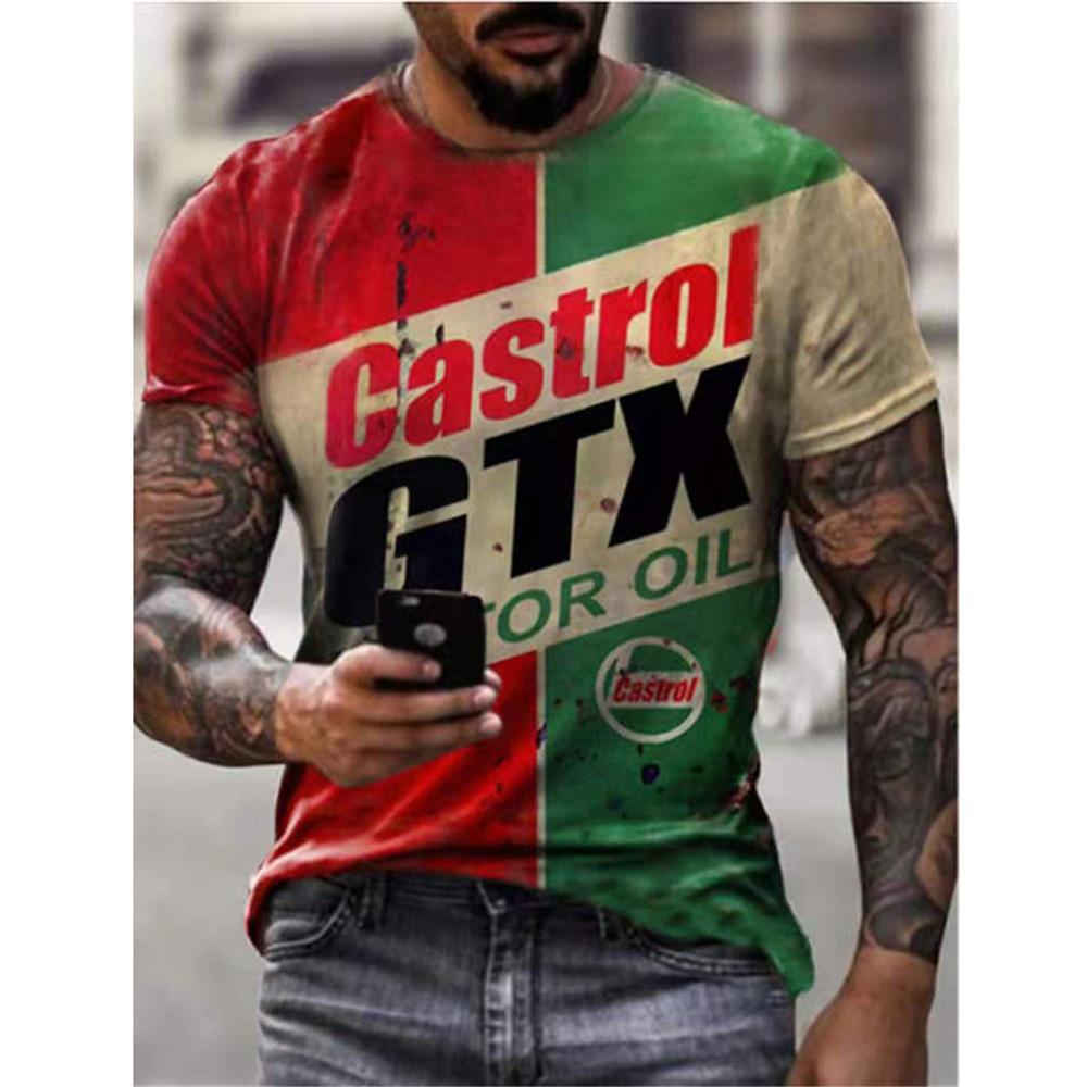ETST 006 2022 Zomer Vintage Heren T-shirt 3d Retro Motorfiets Oversized T-shirts Voor Heren Kleding Biker Racing T-shirts Motor Tees Tops L