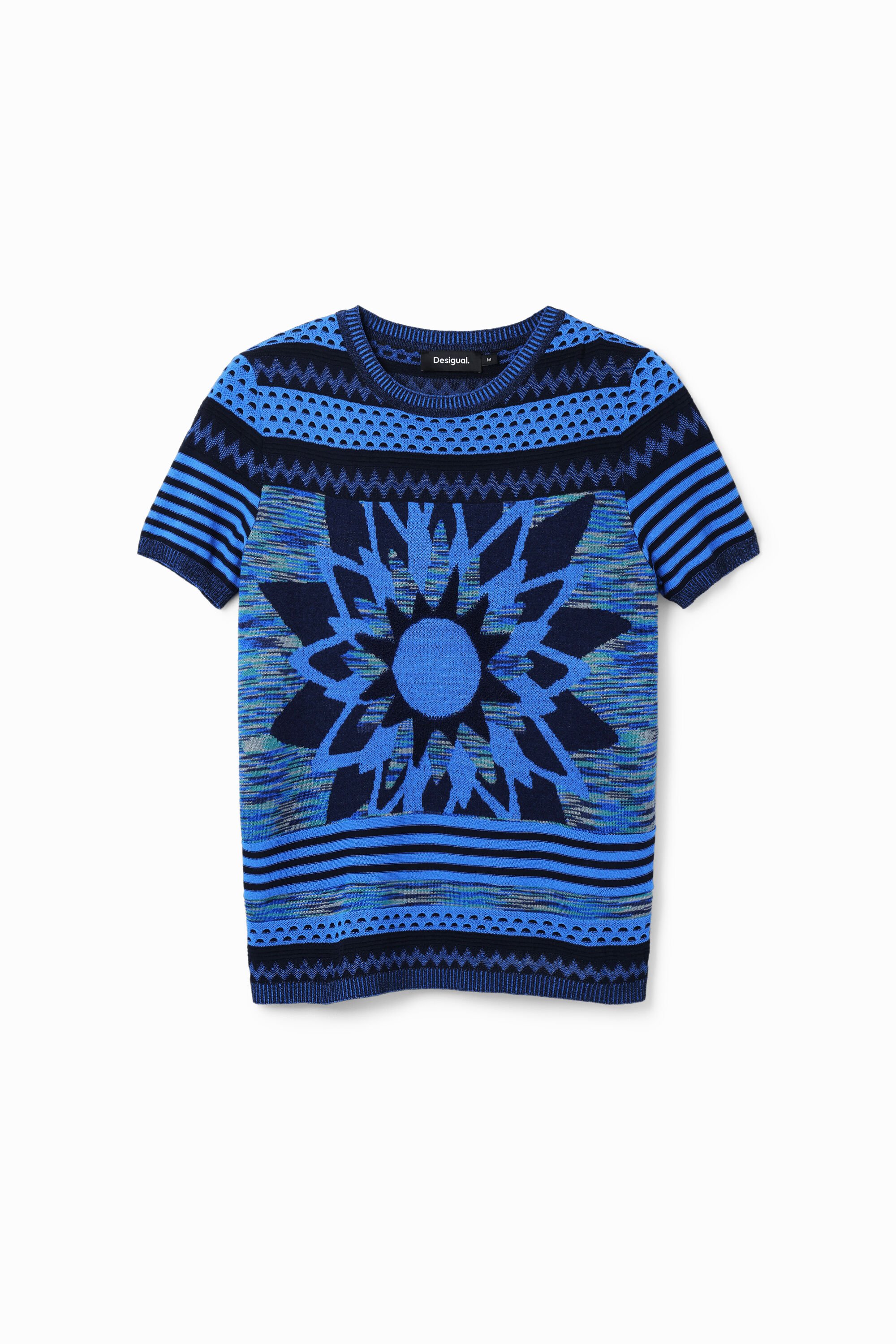 Desigual Gebreid T-shirt met bloem - BLUE