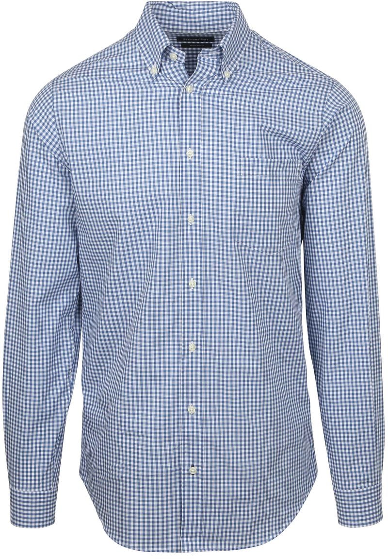 Steppin' Out Poplin Overhemd Ruit Lichtblauw