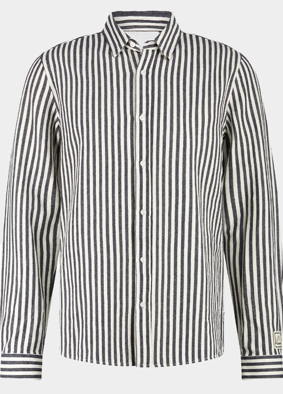 Bos Bright Blue Supply & co. casual hemd lange mouw miller shirt sco25307mi29/290 navy