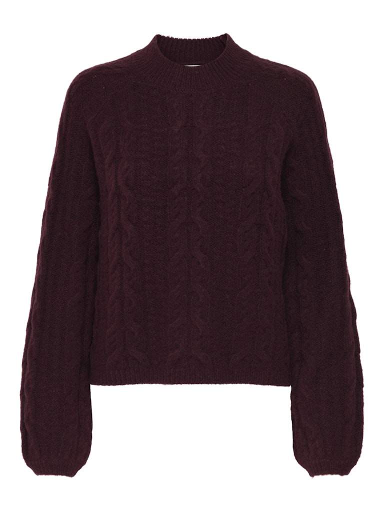 Jacqueline de Yong Jdysilja ls hn cable pullover knt bordeaux