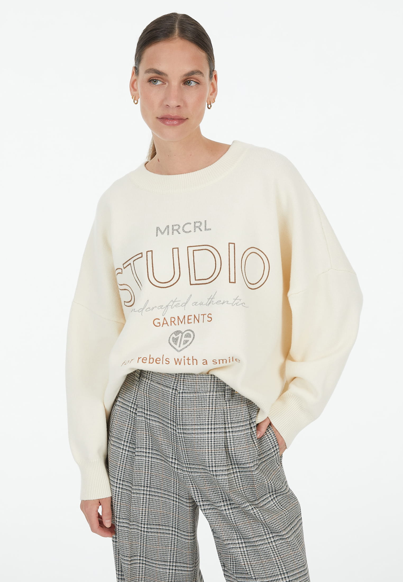 MARC AUREL Pullover mit Logo Stickerei