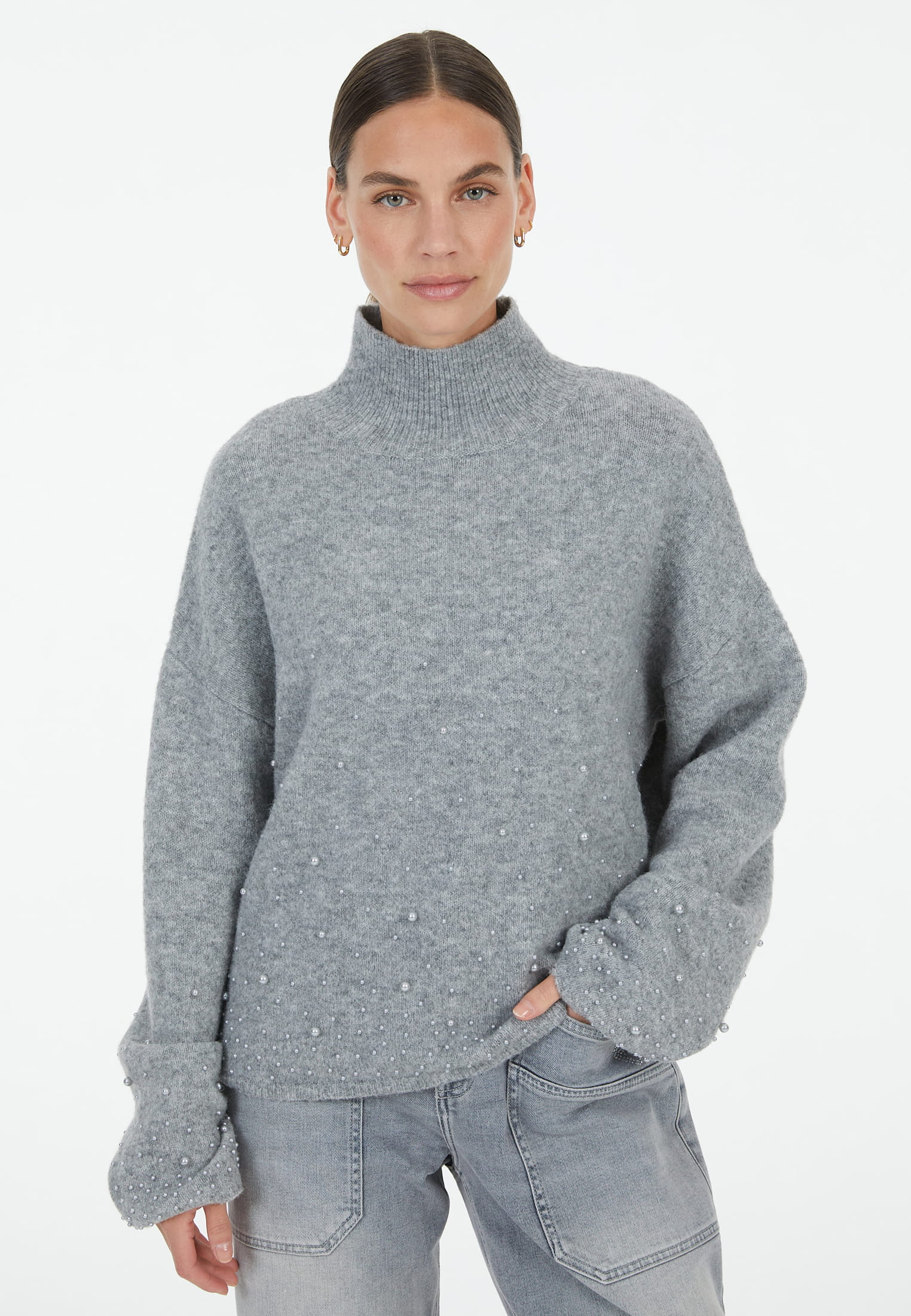 MARC AUREL Pullover mit Perlen-Applikation