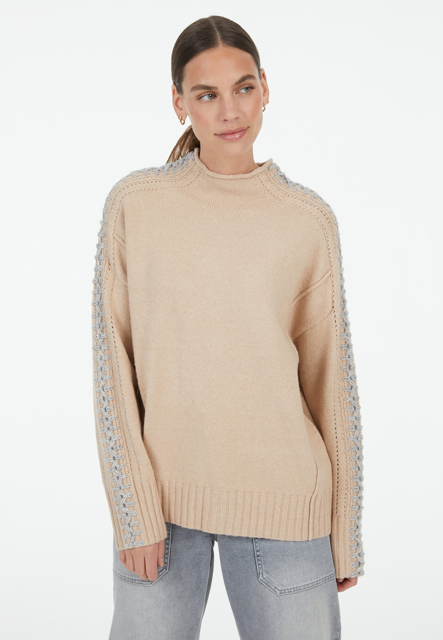 MARC AUREL Pullover mit Häkel-Details