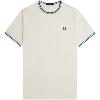 Fred Perry T-shirt Korte Mouw  Twin Tipped T-Shirt Ecru/Court Blue/OxBlood
