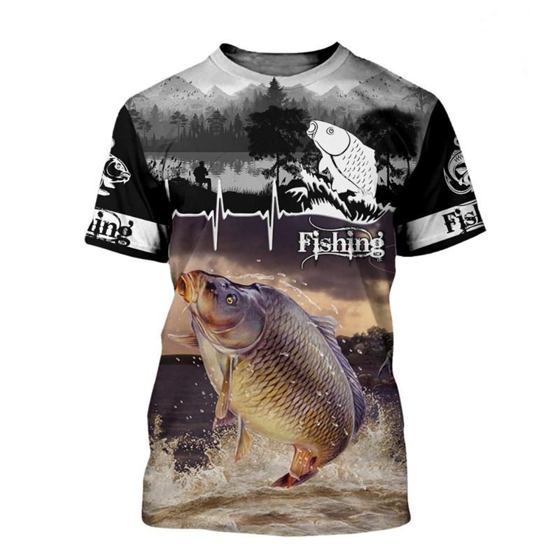 ETST 03 Mode 3D Karpervissen Mannen Vrouwen Zomer T-shirt Straat Trendy Alle Match O-hals Korte Mouw Oversized Mannelijke T-shirt mannen Kleding M
