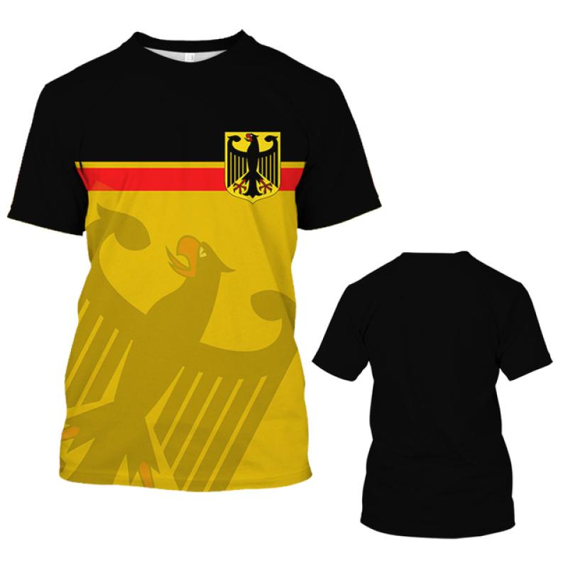 ETST WENDY Duitsland Nationale Vlag Patroon Heren T-shirt Zomer Ademend Materiaal Sneldrogend Tees Mode Ronde Hals Oversized Korte Mouw 2XL