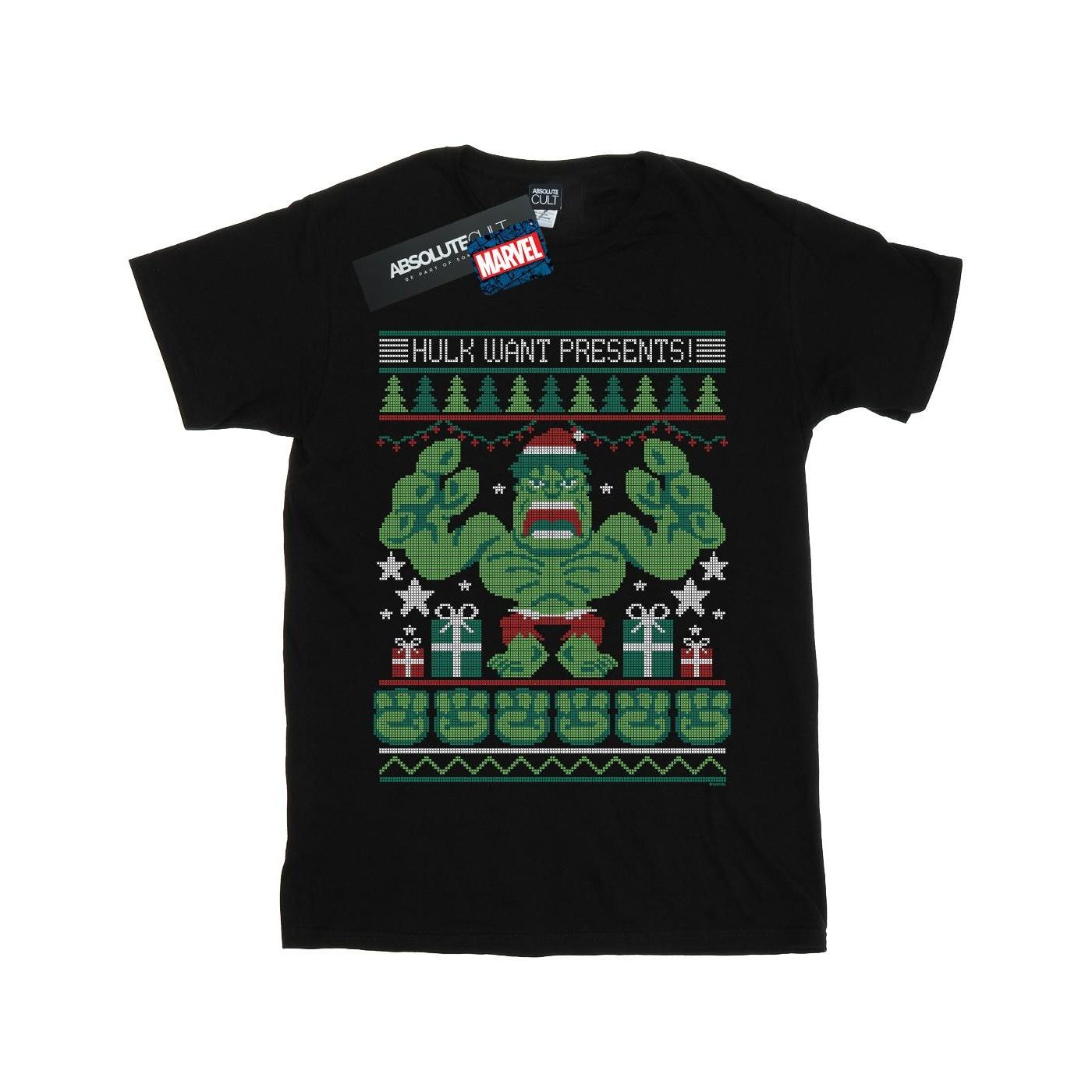 Marvel Heren Hulk Want Presents Fair Isle T-shirt XXL zwart