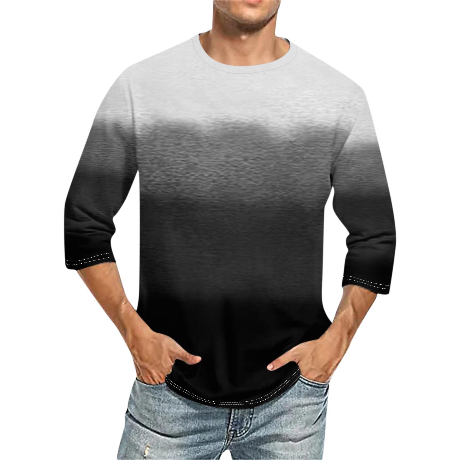Wengy 2 Heren Ronde Hals Driekwart Mouw Top Casual Mode T-shirt S
