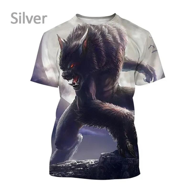 ETST 05 Grappige Weerwolf 3D Gedrukte T-shirt met korte mouwen heren Classic Tees Hiphop Stijl Streetwea Baggy Comfortabele Top Ropa Hombres 2XL