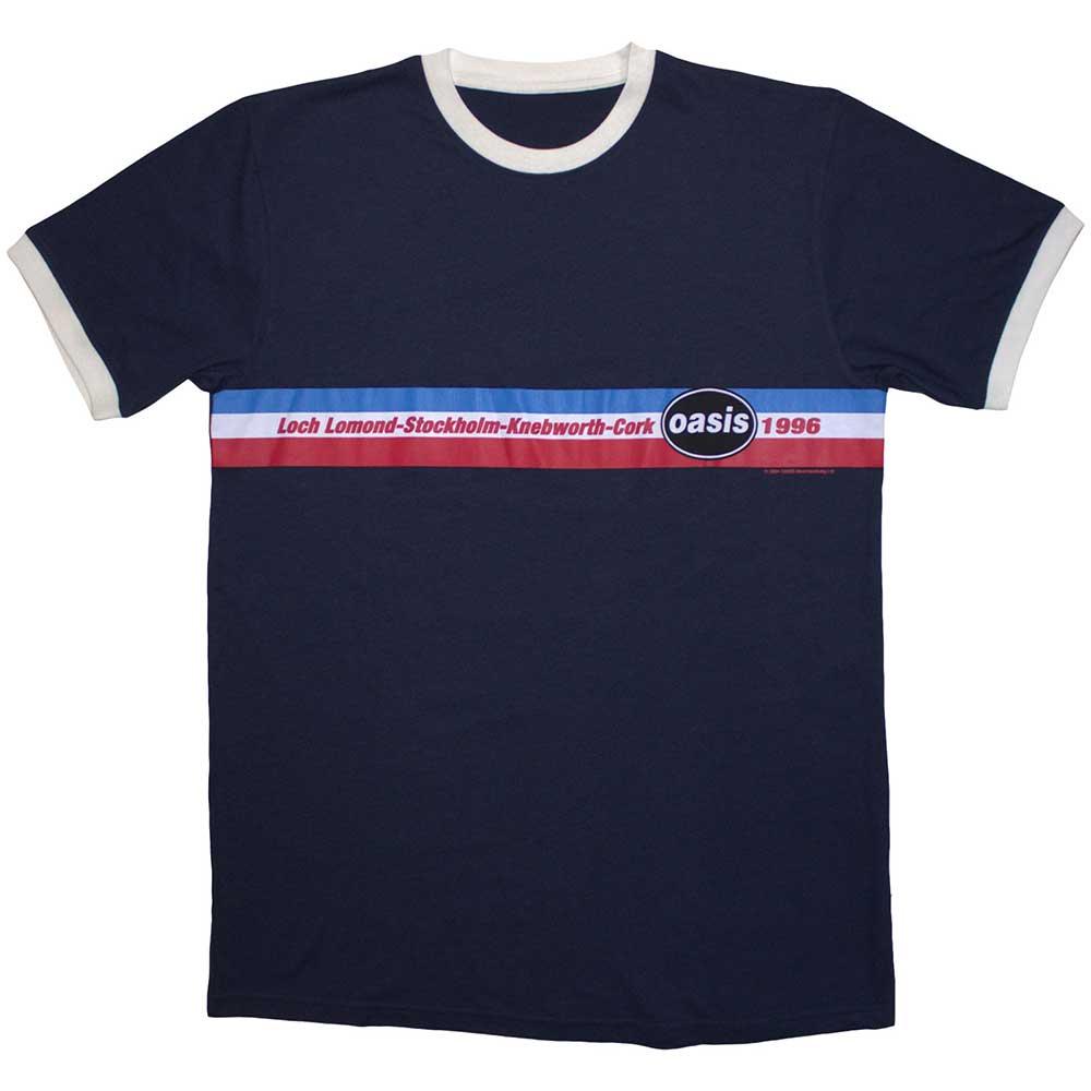 Pertemba FR - Apparel Oasis Unisex volwassen 1996 Tour Ringer T-shirt met horizontale strepen L marineblauwe kleur