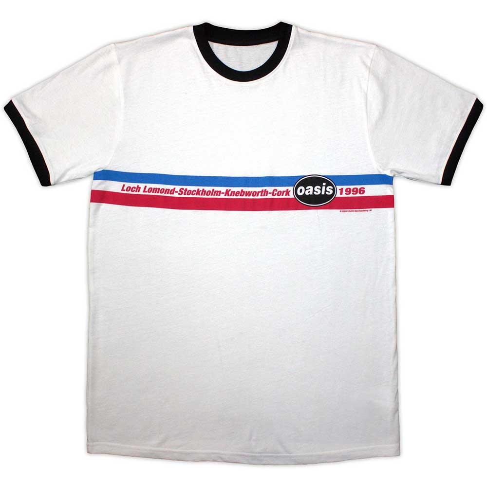 Pertemba FR - Apparel Oasis Unisex volwassen 1996 Tour Ringer T-shirt met horizontale strepen XL wit