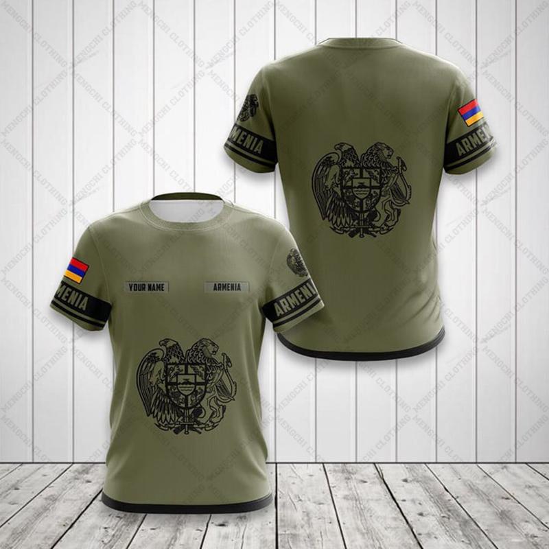 ETST0013 Armeense vlag en wapen grafische T-shirt zomer casual trui herenmode losse T-shirts jongens oversized korte mouwen tops 6XL S