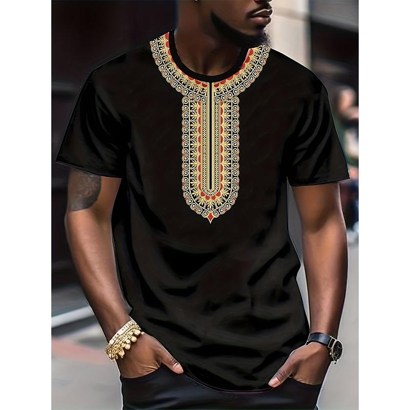 ETST0013 Afrikaans Etnisch Patroon T-shirt Voor Mannen Stam Dashiki 3D Geprinte T-shirts Zomer Casual Korte Mouw Losse T-shirts Ronde Hals Tops XL