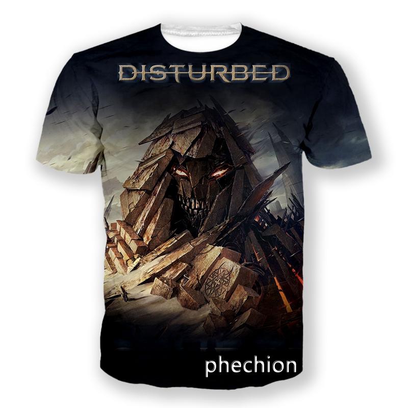 ETST 011 phechion Men/Women Disturbed Rock Band 3D Printed Short Sleeve T-Shirt Casual T Shirt Sport Hip Hop Summer Tops L35 M