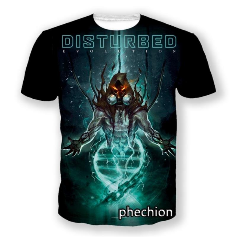 ETST 011 phechion Men/Women Disturbed Rock Band 3D Printed Short Sleeve T-Shirt Casual T Shirt Sport Hip Hop Summer Tops L35 XL