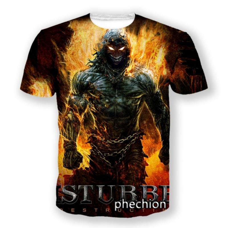 ETST 011 phechion Men/Women Disturbed Rock Band 3D Printed Short Sleeve T-Shirt Casual T Shirt Sport Hip Hop Summer Tops L35 L