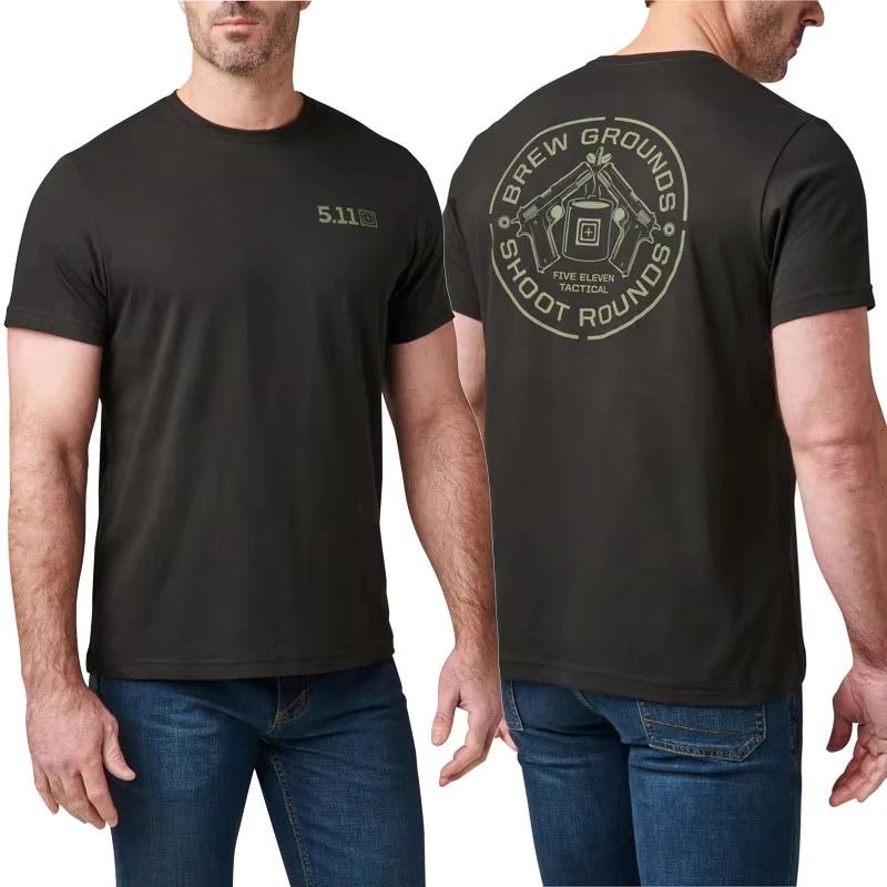 The best product for you 2025 High Quality USA 5.11 Tactical Men T-Shirt Cotton Printed Round Neck Fitness Training Round-neck Short Sleeved Shirt XXL