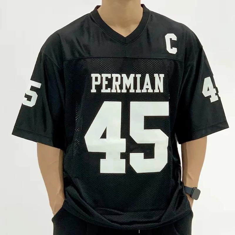 Xuhaijian02 New Arriavl American Retro Rugby Short Sleeved Sports Men T-shirt Number 45 Soccer  Footbal Jersey Printed Mesh Oversized Tops XL