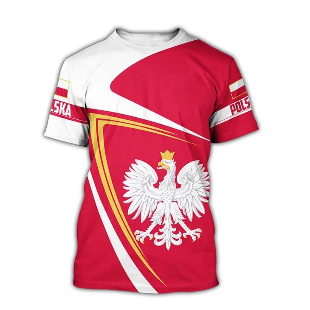 ETST42 Polen T-shirts Poolse vlag 3D-print Streetwear Mannen Vrouwen Casual Mode Oversized Korte Mouw T-shirt Kinderen T-shirts Tops Kleding 6XL