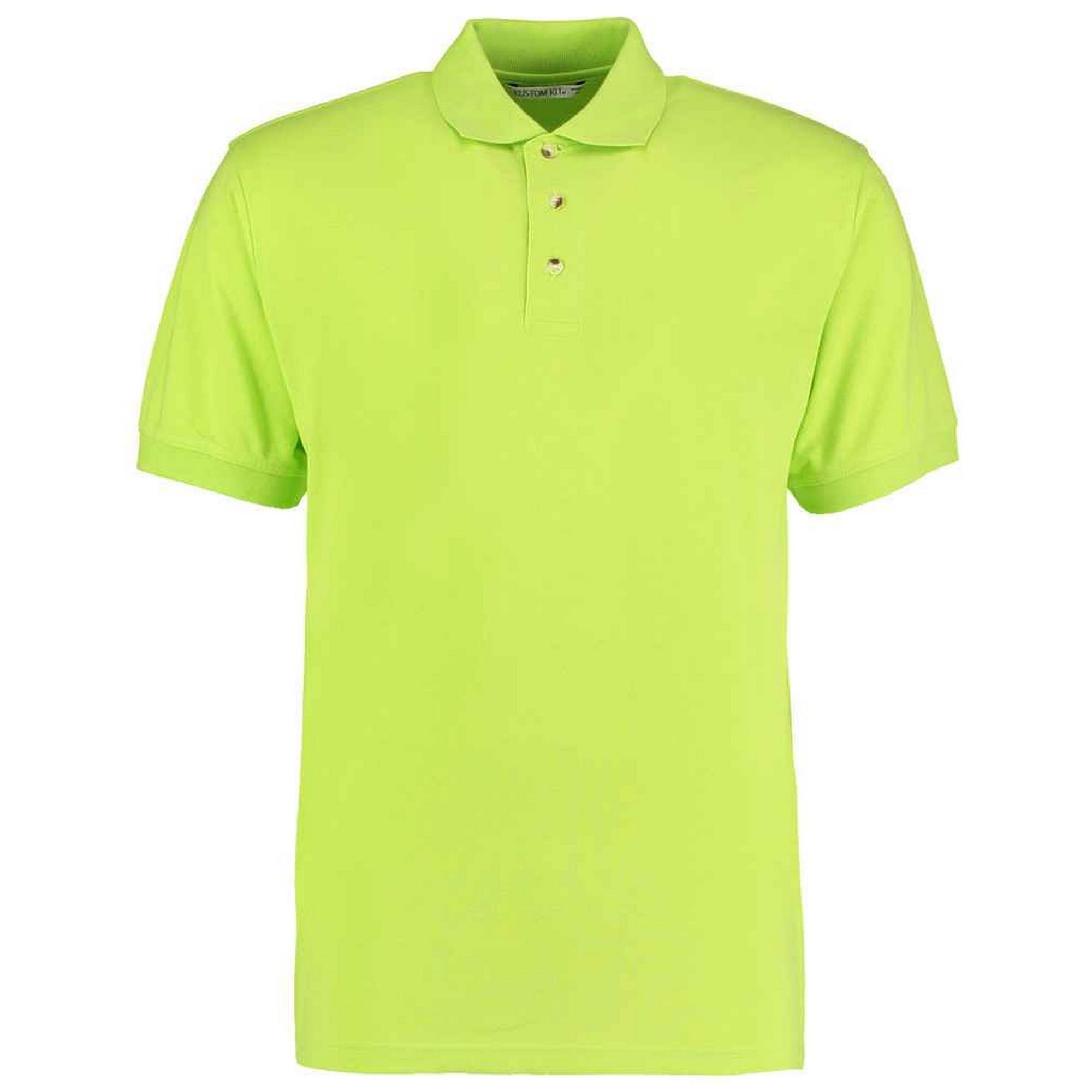 Kustom Kit Heren werkkleding gemêleerd poloshirt XXL limoengroene kleur