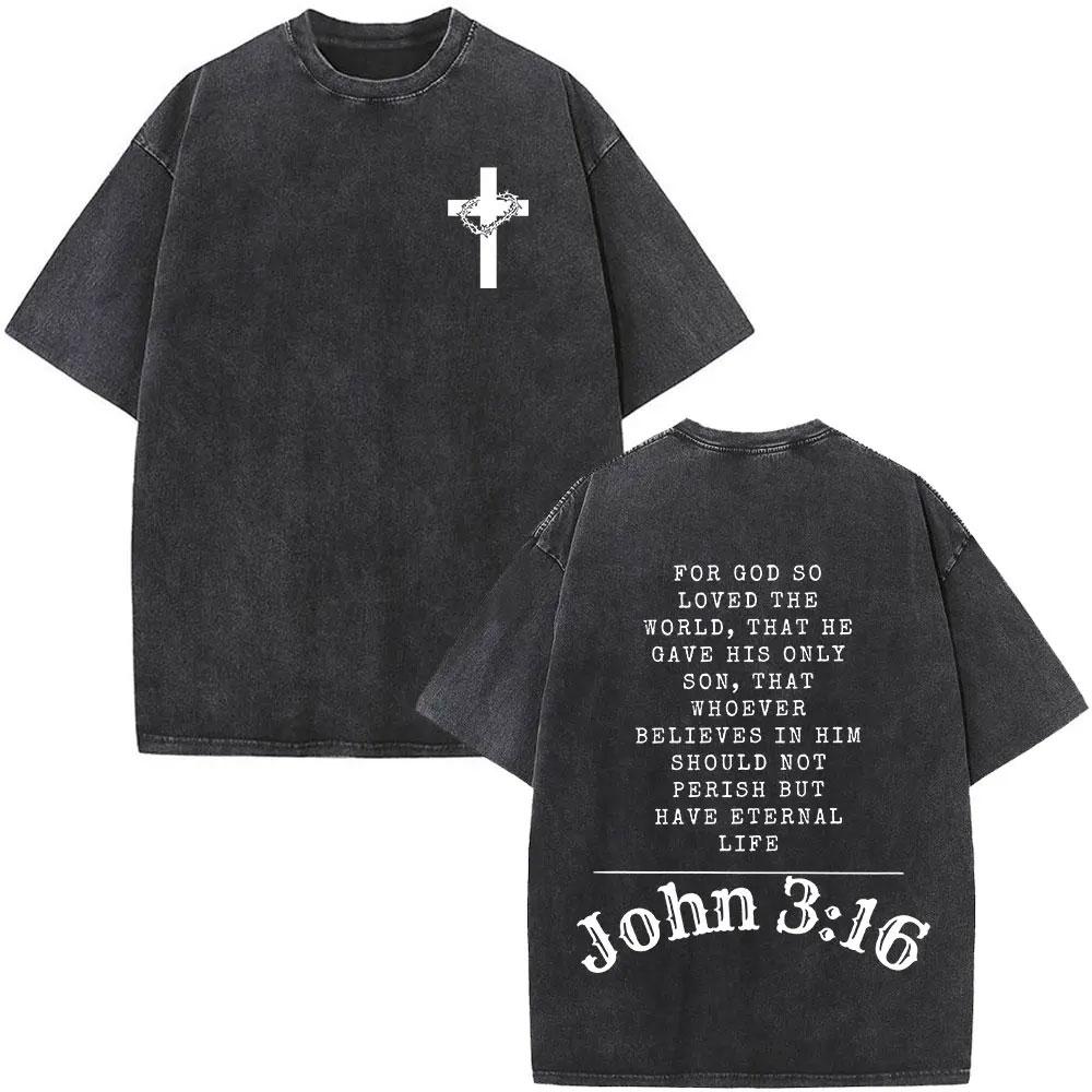 ZheXiong TEE Jesus Is King Christian Graphic Vintage Washed T Shirt Fashion Hip Hop Short Sleeve T-shirts Men Women Cotton Casual T-shirt Top M