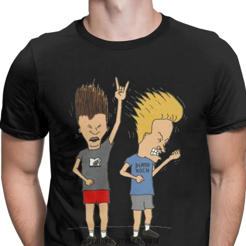 The most comfortable way to travel Men's Beavis Butthead Rock Tshirts Mens Extended Tshirt Comic Punk Camisas Hombre Hip Hop Hipster Christmas Tee Shirt L zwart