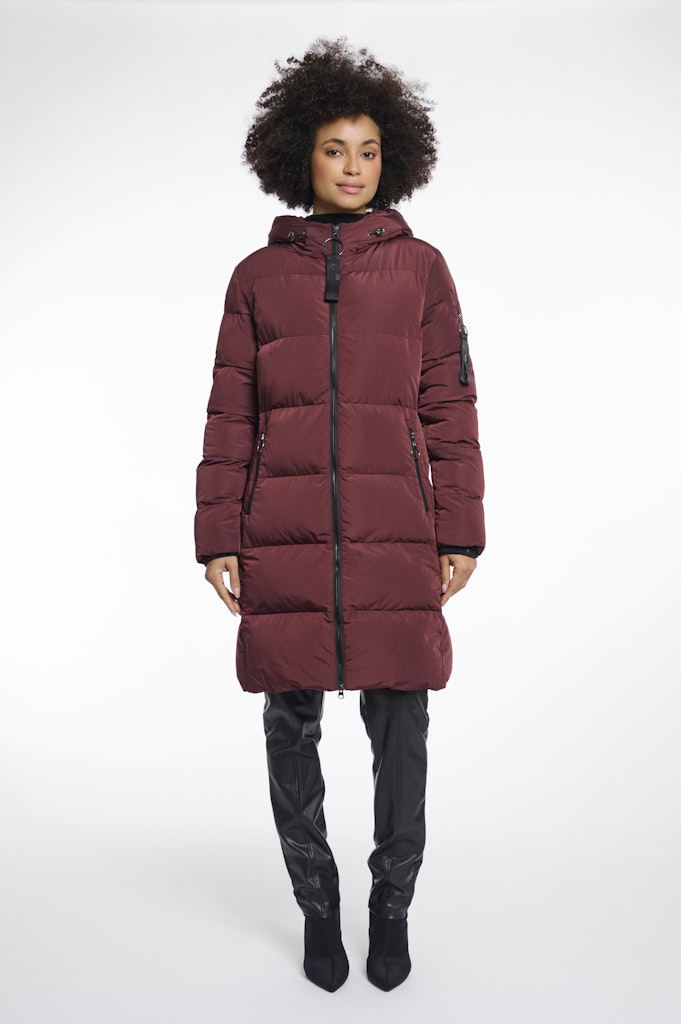 Rino & Pelle long padded hooded coat jade.7002512 chocolate bean