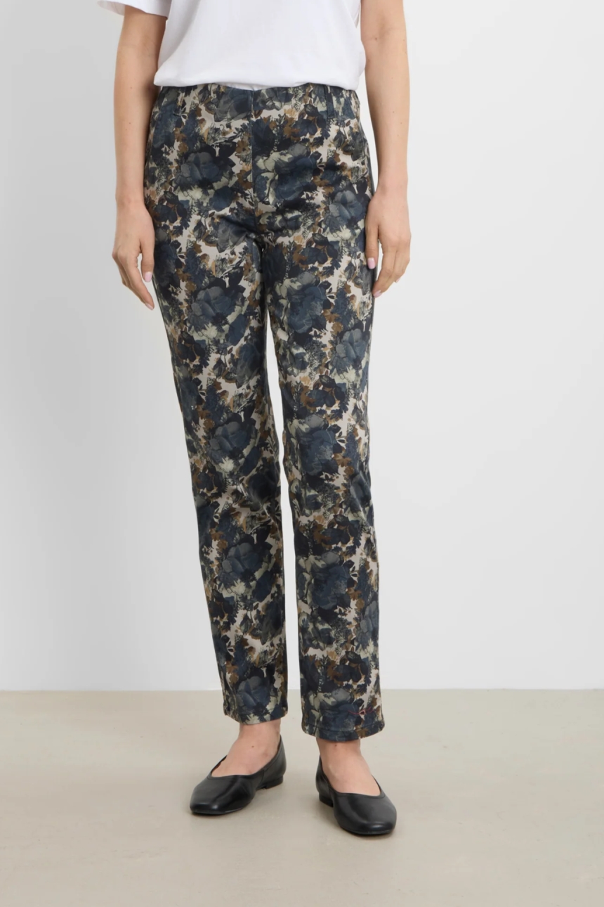 LAURIE Damen vegan Hose Taylor Regular Kurze LÃ¤nge Stone Flower Print
