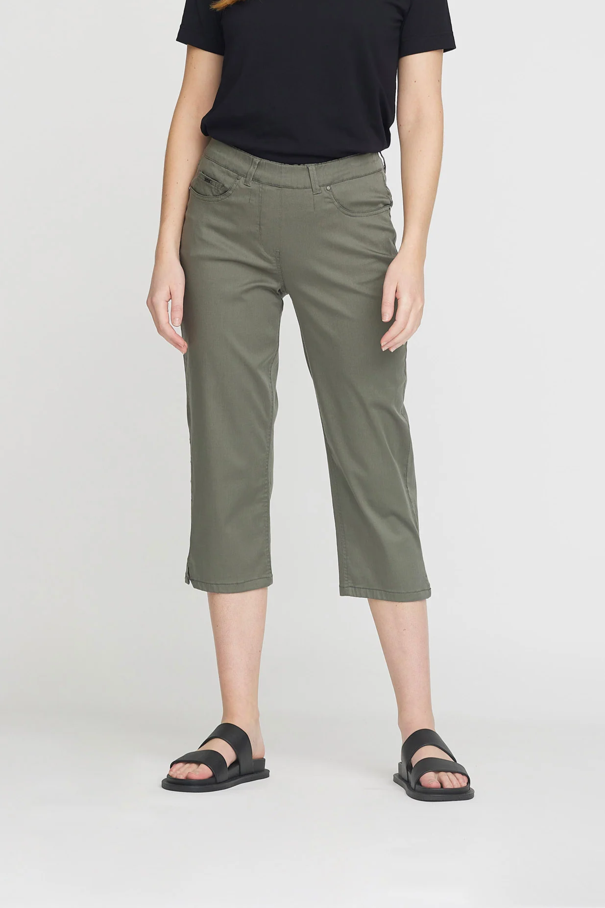 LAURIE Damen vegan Hose Capri Hannah Regular Dark Shadow