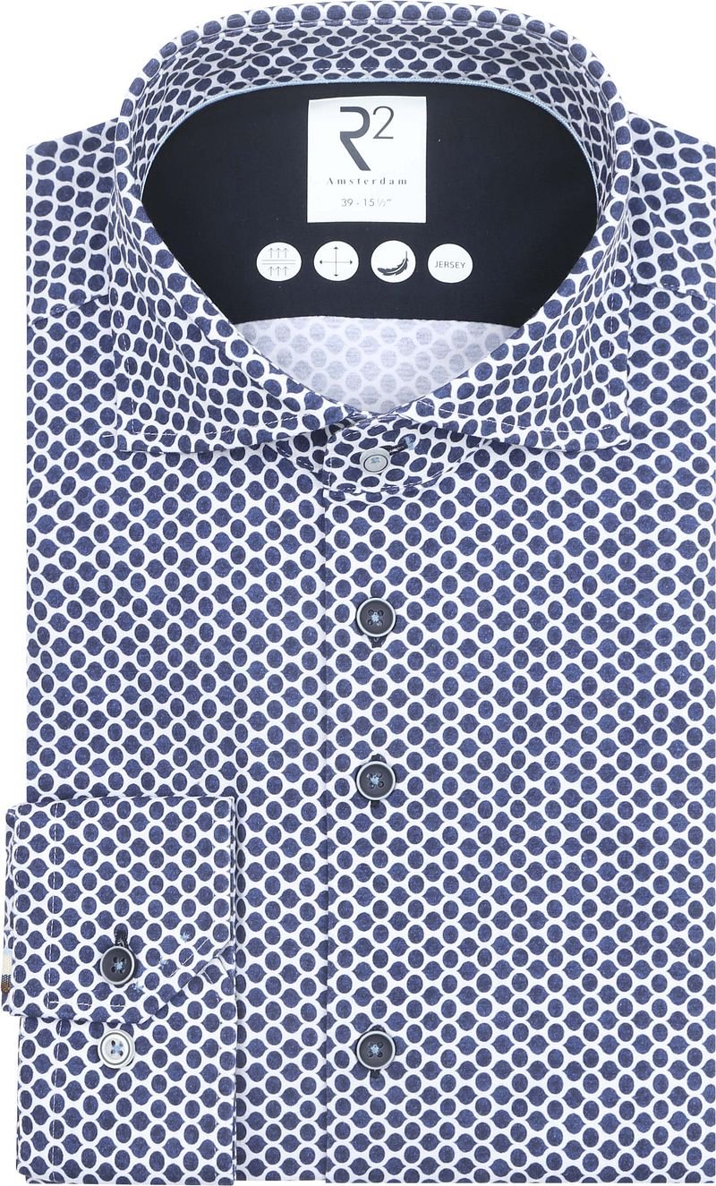 R2 Amsterdam R2 Overhemd Jersey Shaped Print Blue