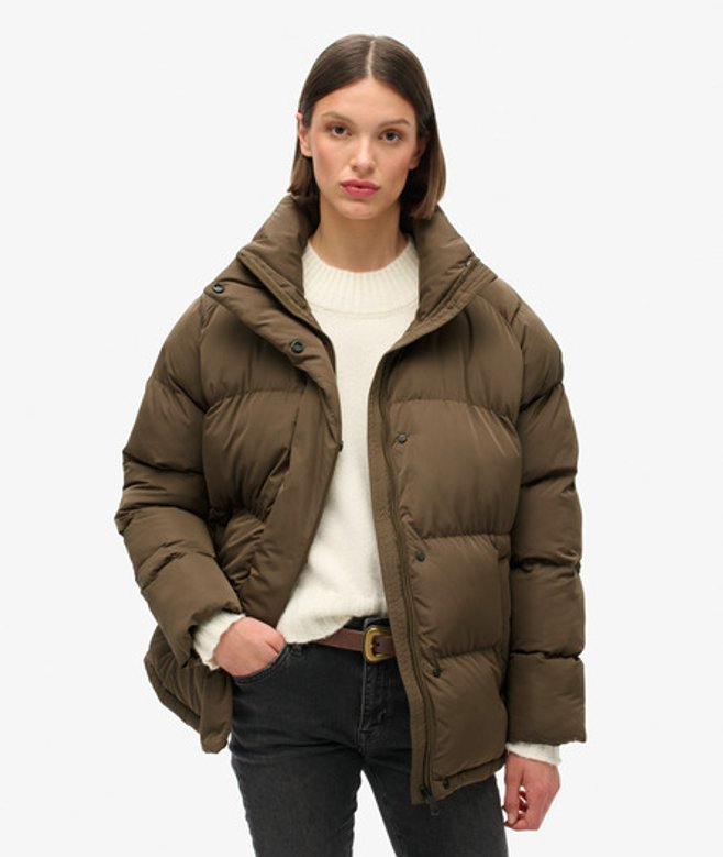 Superdry Halflange Pufferjas Bruin