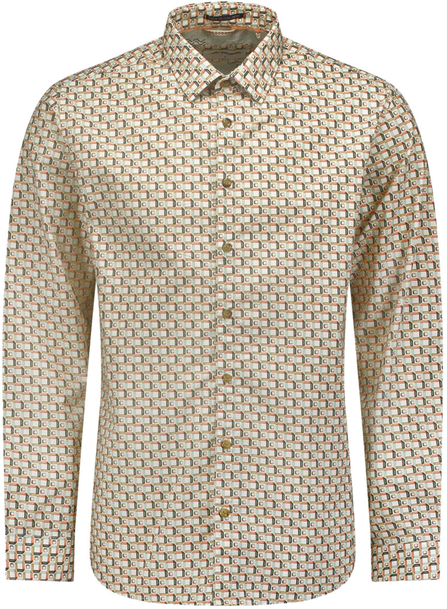 No Excess Overhemd lange mouw met print stretch melon